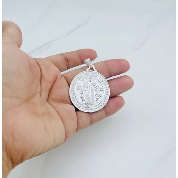 925 Sterling Silver pendant San Benito Pendant ✨ St Benedict big medallion